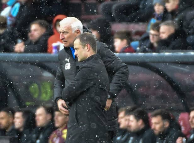 Shaun Maloney with assistant Graham Barrow at Burnley on Saturday