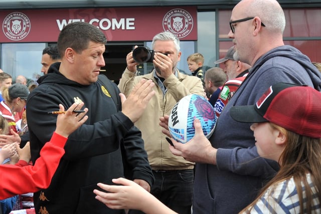 Wigan Warriors head coach Matt Peet meets fans.