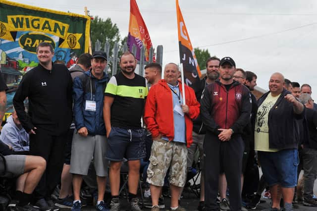 Workers from Pemberton Park and Leisure Homes LTD, Woodhouse Lane, Wigan, on the second day of strike action.