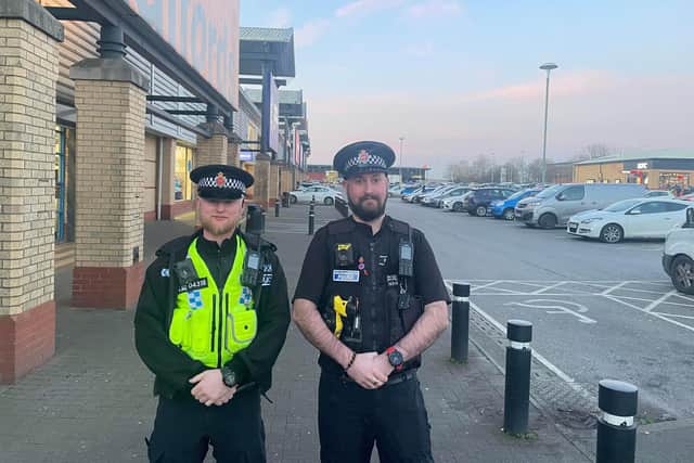 Officers at Parsonage Retail Park, Leigh