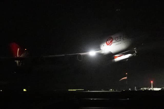 The first ever satellite mission launched from UK soil has ended in failure.Cosmic Girl, a Boeing 747-400 aircraft carrying the LauncherOne rocket under its left wing, takes off from Cornwall Airport Newquay on January 9, 2023 in Newquay, United Kingdom. Virgin Orbit launches its LauncherOne rocket from the spaceport in Cornwall, marking the first ever orbital launch from the UK.