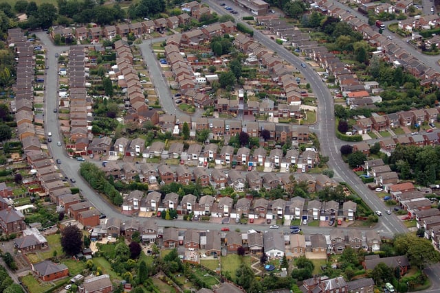 WIGAN AERIAL PICTURES 2005 - Woodnook Road, from bottom right, and surrounding streets, Appley Bridge.