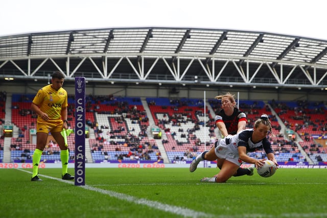 Wigan Warriors' Georgia Wilson was among the scorers for England Women in their game against Canada (Photo by Michael Steele/Getty Images)