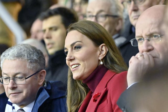 The Princess of Wales enjoys the game between England and Papua New Guinea.