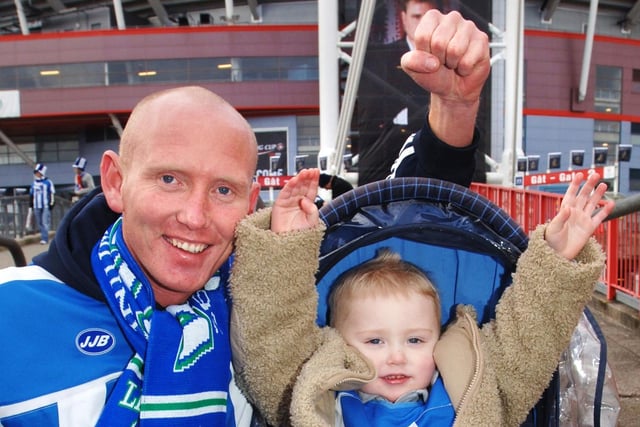 Martin Brogan and son Devon at the Carling Cup Final between Wigan Athletic and Manchester United at the Millennium Stadium, Cardiff, on Sunday 26th of February 2006.