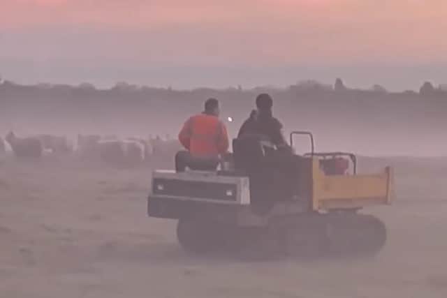 An image supplied by Coun Jess Eastoe who claims this tractor on land off Wellington Drive at Mosley Common was being operated before 8am