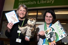 WIGAN - 11-04-23  Jackie Mason and Florantina Miles at Standish Library, are looking forward to the events of Owl Fest, an event on the 29th April 11am-2pm at Standish Library, with owl-themed activities, including an owl trail around Standish from 22nd April, organised by Friends of Standish Library.