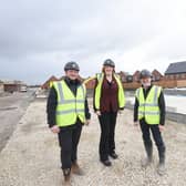 MP Yvonne Fovargue at the new Northstone housing development Tulach with design director Richard O'Brien and operations director Craig Nutter