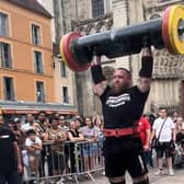 Shane Sutton competing in the international Strongman opens.
