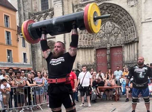 Shane Sutton competing in the international Strongman opens.