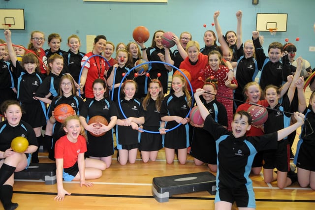 Pupils from Cansfield High School, Ashton-in-Makerfield, take part in a variety of sporting challenges to raise funds for Comic Relief in 2017