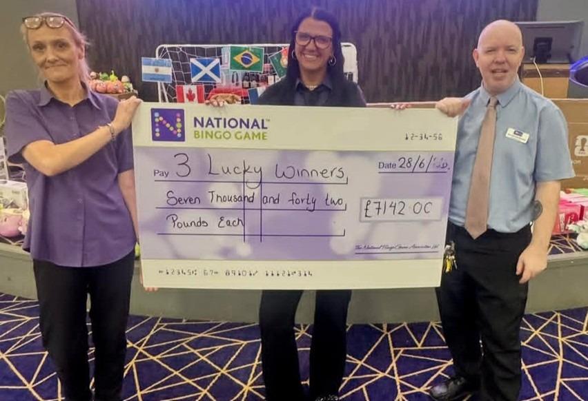 Three players taking part in the same national game in Wigan came away with four-figure bingo prizes