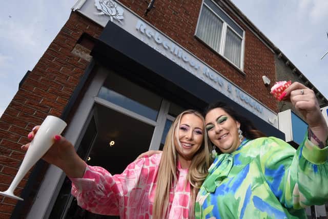 from left, Sarah Lichter and Hayley Lynch owners of Rebellious Rose boutique, Hindley, celebrates the business first anniversary.