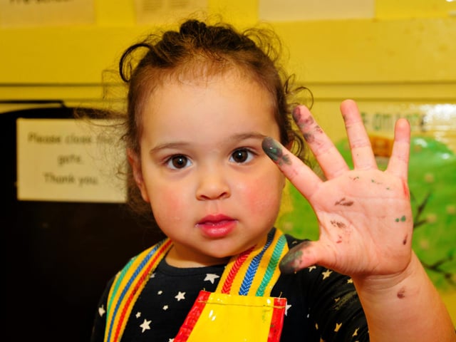Painted fingers in the Pre-School Room