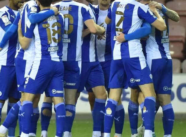 The Latics players celebrate against Fleetwood in midweek