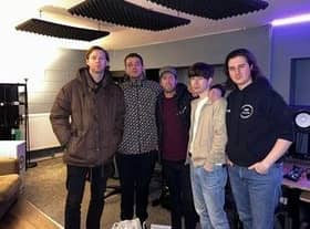 From left to right: Lewis Bolton, Jake Kelly, Mark Frith, Jake Dorsman and Will Watts in the studio