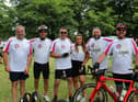 The Big Boned Bikers in 2019 - Simon Costello, Mark Heap,  Paul Menguy, Anneke Menguy, Andrew Haslan and Mark Hamilton