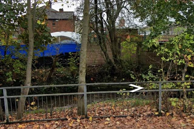 Borsdane Brook at the end of Lowe Mill Lane, Hindley, from where an injured woman was rescued