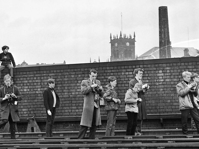 Enthusiasts gather to watch the last train, Tudor Minstrel, on its way to do the Waverley run from Carlisle to Edinburgh, pass through Wigan North Western Station in April 1966.
