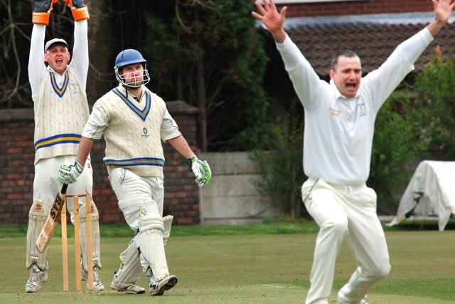 Sean Casham is given out lbw against against Newton le Willows in a Liverpool and District Competition match on Saturday 26th of April 2008.
Newton le Willows won the game. 