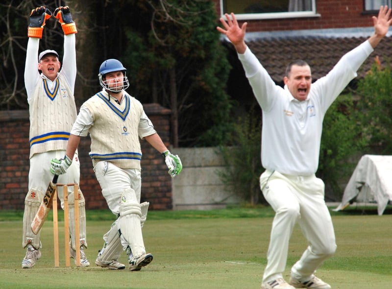 Sean Casham is given out lbw against against Newton le Willows in a Liverpool and District Competition match on Saturday 26th of April 2008.
Newton le Willows won the game. 