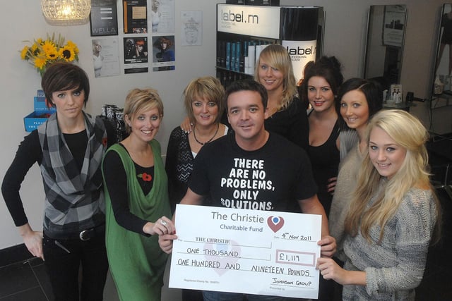 The Johnson Hairdressing group on Mesnes Road, Wigan, where staff and customers raised £1,119 for The Christie