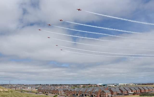 The Red Arrows fly over Blackpool