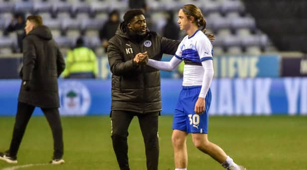 Kolo Toure  congratulates Thelo Aasgaard for his performance against Luton