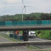 The screened off crash scene on the M58 yesterday