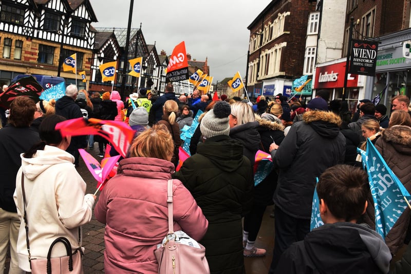 Trade union members and supporters gathered in Wigan town centre