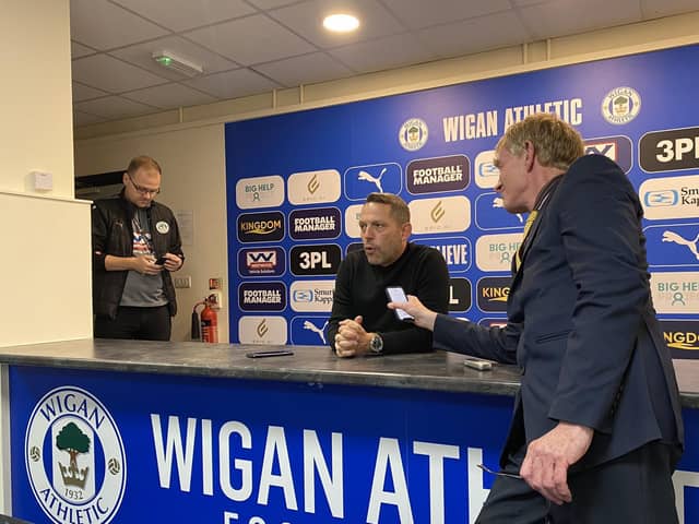Leam Richardson speaks to the media after Latics' 3-1 home defeat to Cardiff