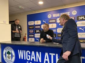 Leam Richardson speaks to the media after Latics' 3-1 home defeat to Cardiff
