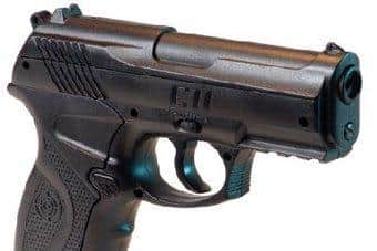 BB guns similar to this one are legal for 18s and over to own, but there are restrictions on their use and are capable of causing serious injury