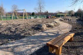 Some of the play equipment has been installed
