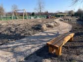 Some of the play equipment has been installed