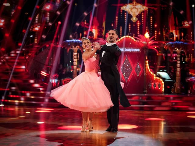 Kym Marsh and Graziano Di Prima during the live show of Strictly Come Dancing