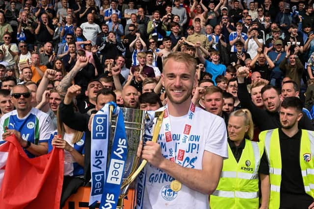 Jack Whatmough celebrates at Shrewsbury