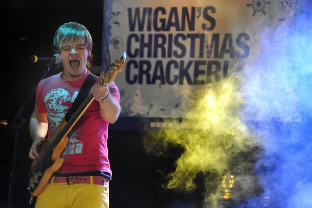 2009 - Wigan band Boomin on stage at the Wigan Christmas Lights Switch on 2009