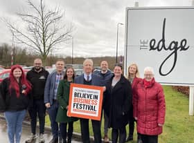 Coun David Molyneux with representatives from Wigan Council, traders and the Business Consortium.