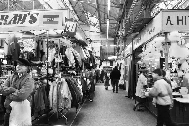 The old Wigan market hall in December 1987 just prior to closure of the building.