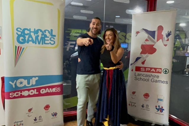 Kym Marsh and Graziano Di Prima visited Blackpool Sports Centre (Nov 17). Graziano had a go on the new EGYM equipment in the fitness studio, and they both practised for this weekend’s show at Blackpool Tower Ballroom!