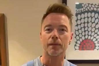 Singer Ronan Keating in the video for St Philip's Primary School in Atherton