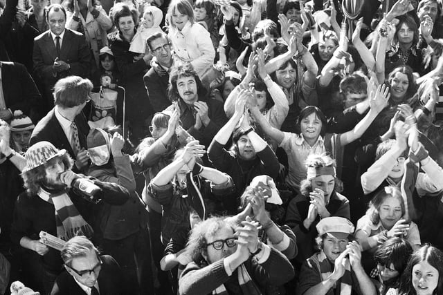 Wigan Athletic fans at Springfield Park on Sunday 29th of April to welcome home the team despite losing in the FA Trophy final.