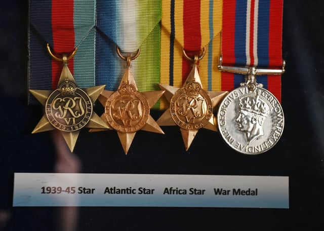 Replicas of Harry Melling's medals for display purposes