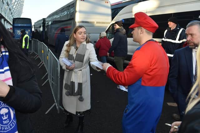 Latics club secretary Sarah Guilfoyle spreads the festive cheer at Middlesbrough