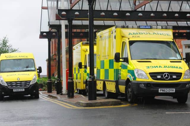 Ambulances at Wigan Infirmary's A&E department