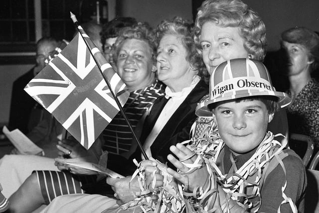 All the pomp and circumstance enthusiastically conveyed by a young member of the audience at a Proms concert with the Cecillian choir and orchestra at the Queens Hall, Wigan, on Saturday 18th of September 1982. 