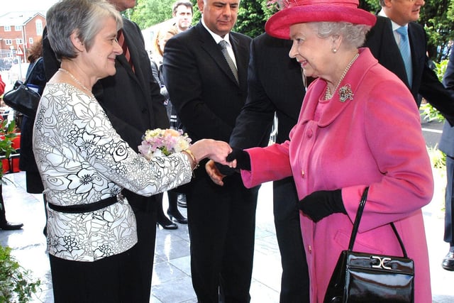 Longest serving female employee, Margaret Harris, with 44 years, meets the Queen as she arrives at the Heinz factory on Thursday 21st of May 2009 which was the 50th anniversary of the opening on 21st of May 1959 by the Lord Chancellor, the Rt. Hon. David Maxwell Fyfe.
The Queen Mother visited the factory a few weeks after the opening on the 24th of June.