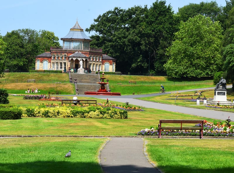 A sunny scene at Mesnes Park, Wigan.