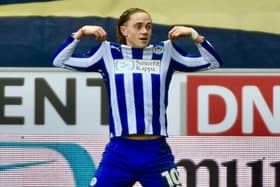 Thelo Aasgaard celebrates his brilliant matchwinner for Latics against Reading